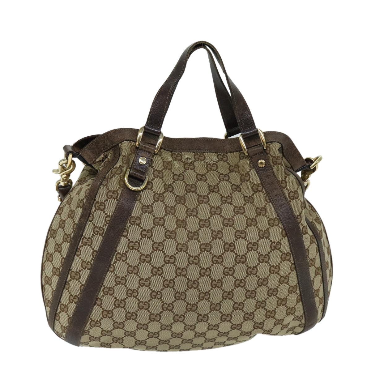 GUCCI GG Canvas Shoulder Bag 2way Beige 130734 Auth 69645