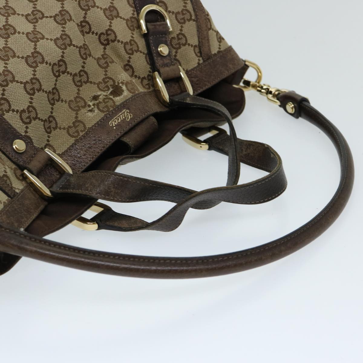 GUCCI GG Canvas Shoulder Bag 2way Beige 130734 Auth 69645