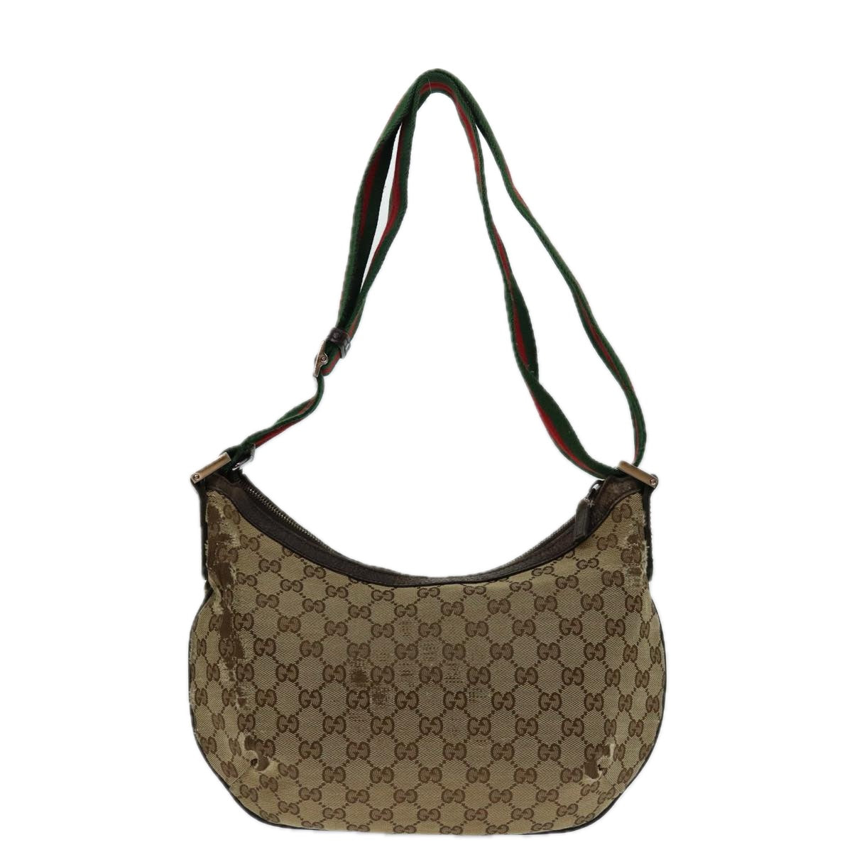 GUCCI GG Canvas Web Sherry Line Shoulder Bag Beige Red Green 181092 Auth 69646