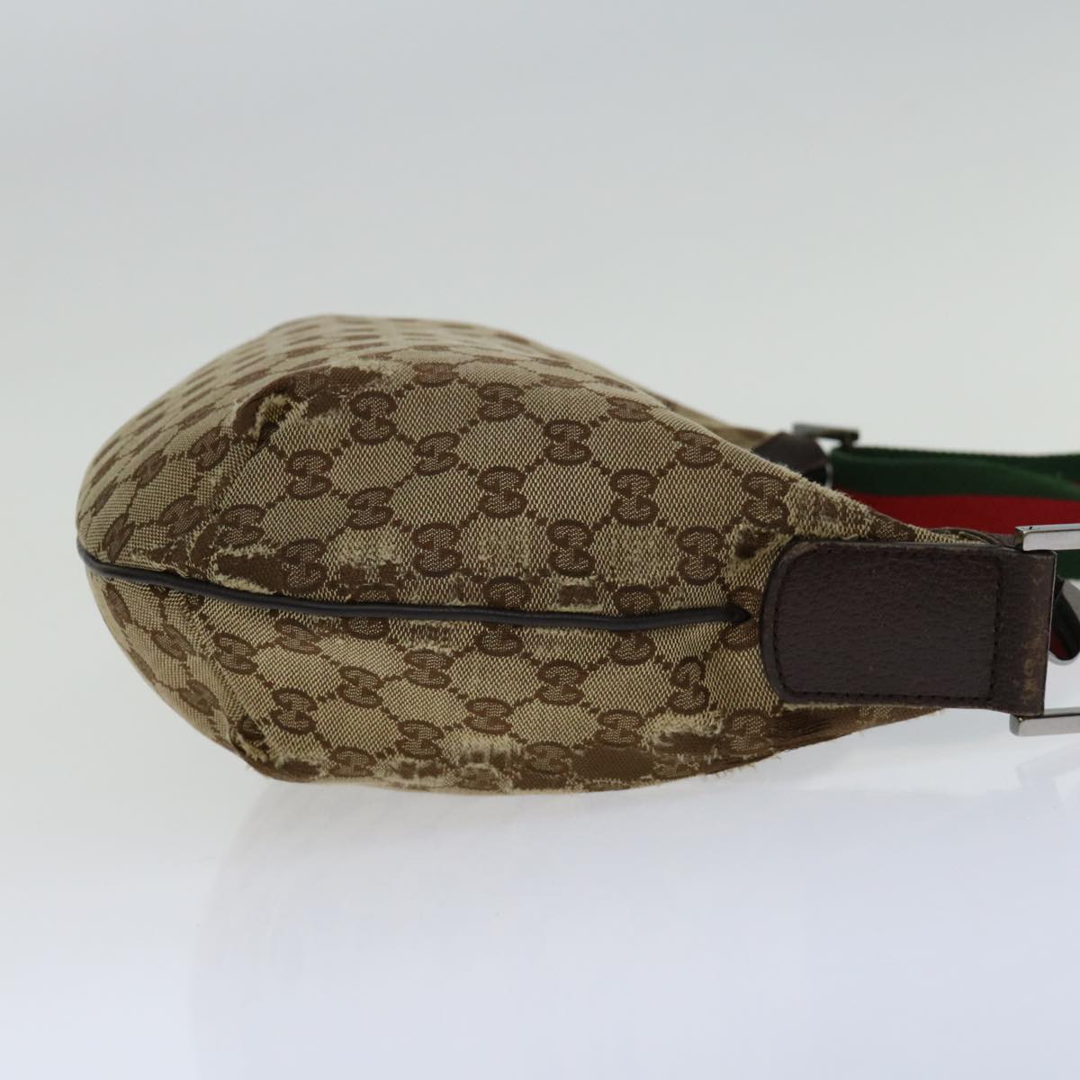 GUCCI GG Canvas Web Sherry Line Shoulder Bag Beige Red Green 181092 Auth 69646