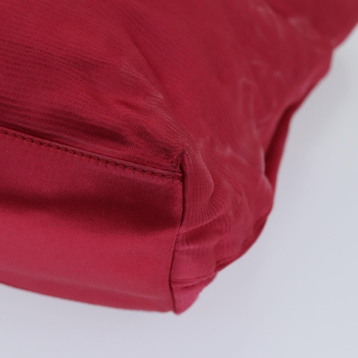 PRADA Hand Bag Satin Red Auth 69745