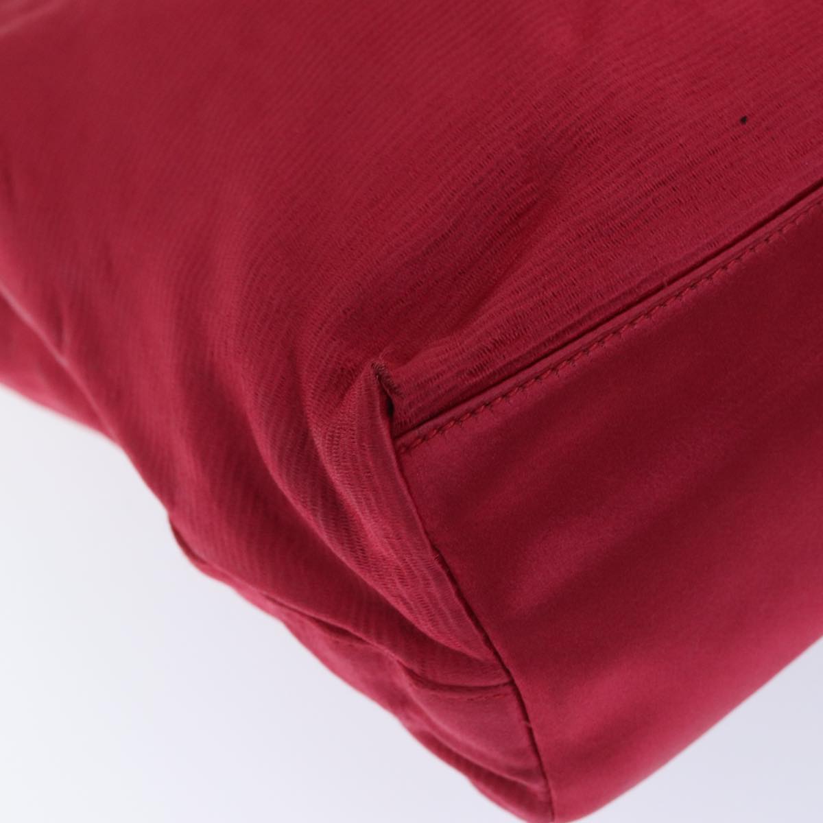 PRADA Hand Bag Satin Red Auth 69745