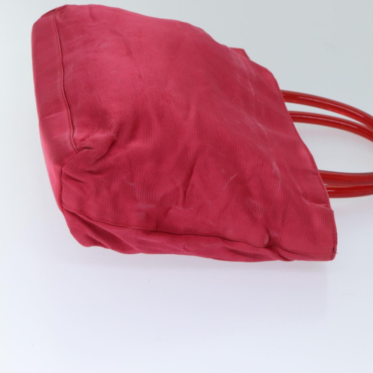 PRADA Hand Bag Satin Red Auth 69745