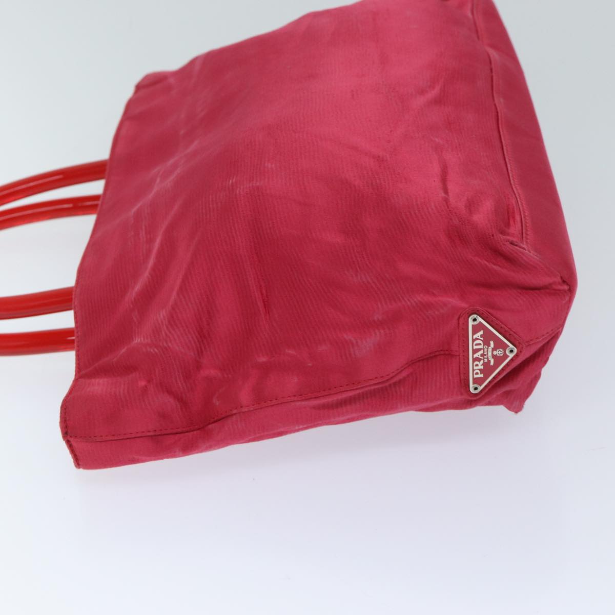 PRADA Hand Bag Satin Red Auth 69745