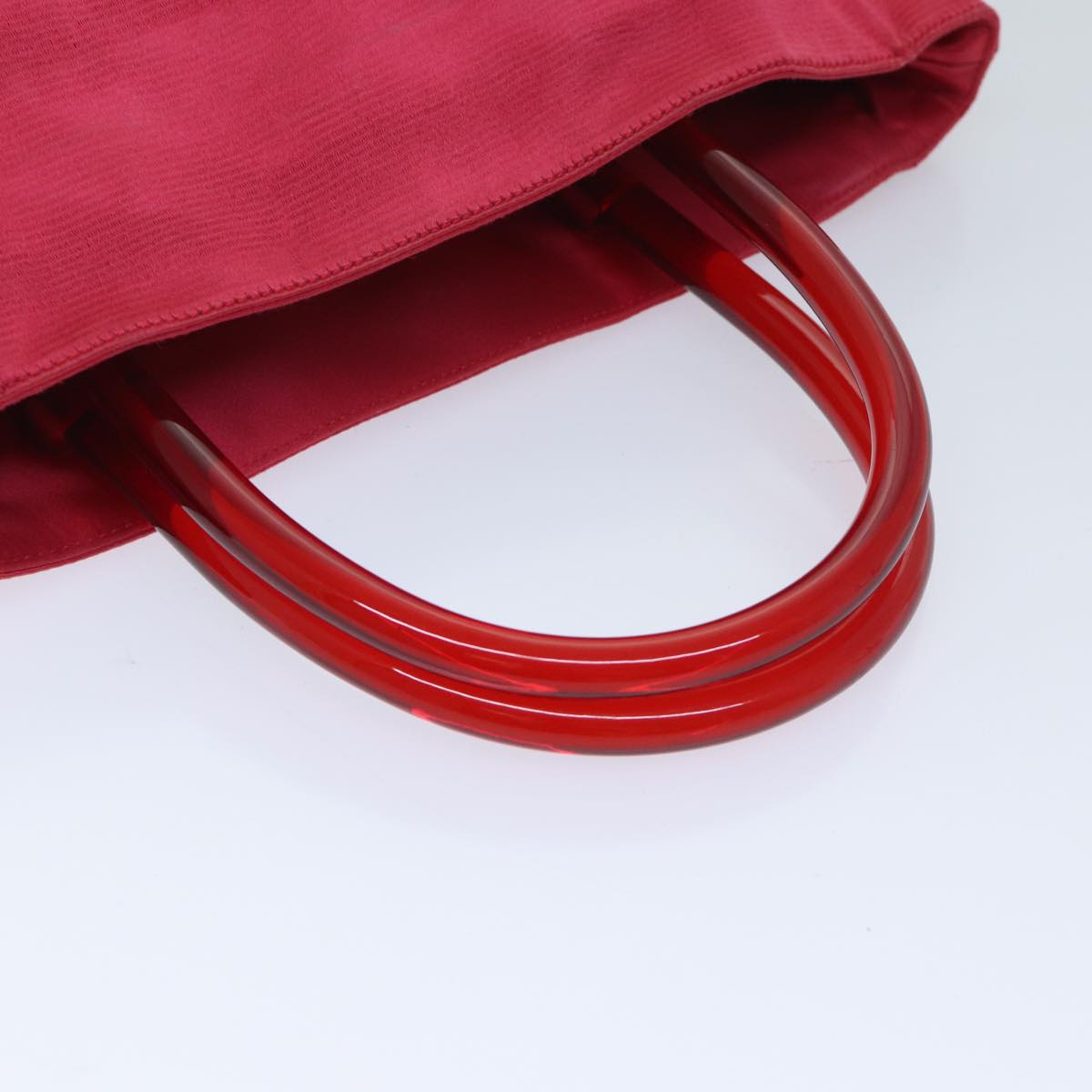PRADA Hand Bag Satin Red Auth 69745