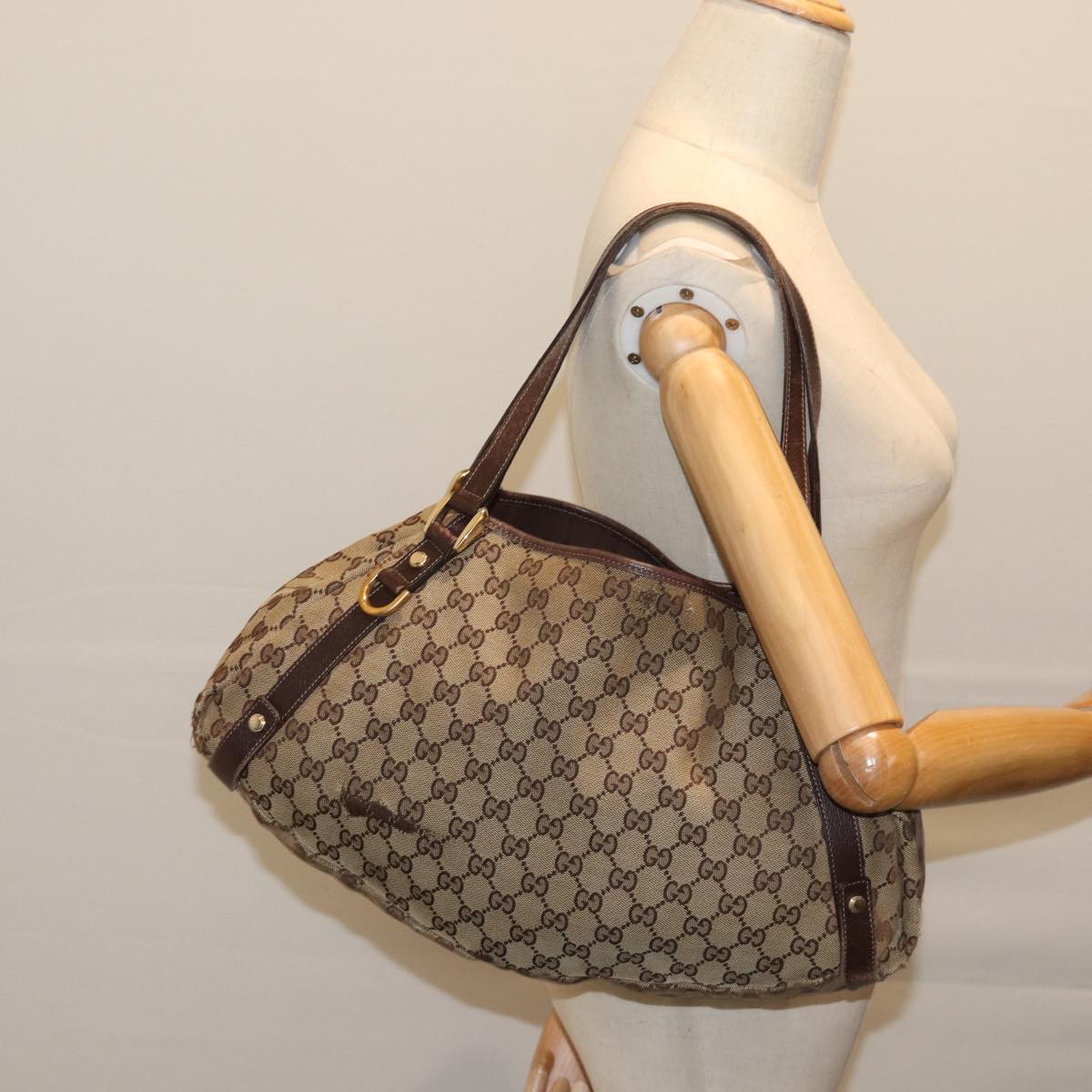 GUCCI GG Canvas Tote Bag Beige 130736 Auth 69789