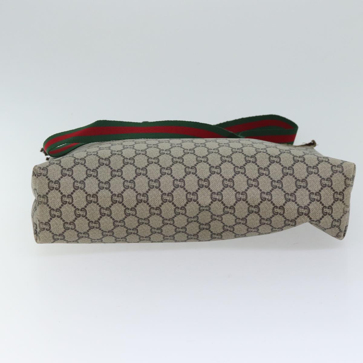 GUCCI GG Plus Supreme Web Sherry Line Tote Bag PVC Beige Green Red Auth 69790