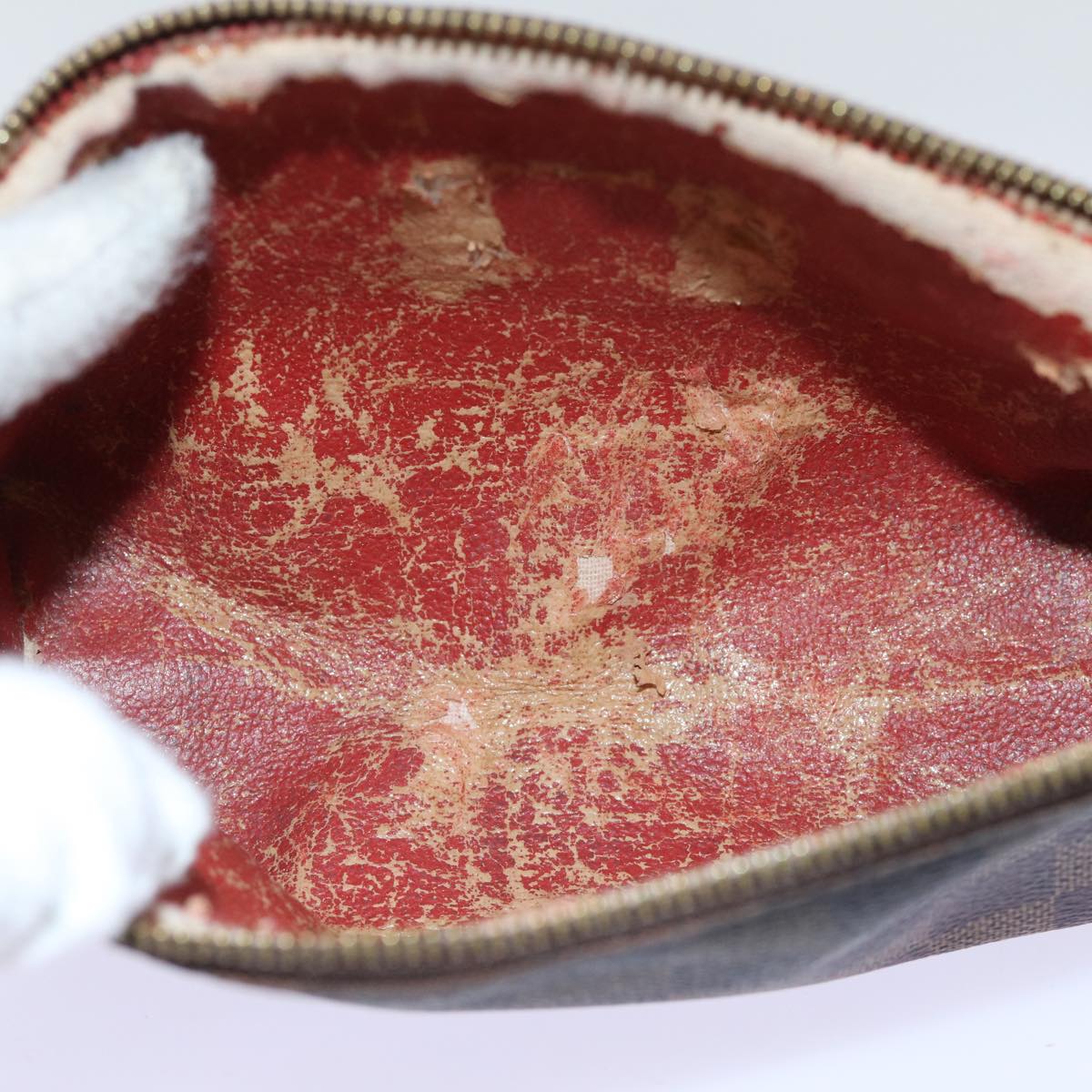 LOUIS VUITTON Damier Ebene Pochette Cosmetic PM Pouch N47516 LV Auth 69835