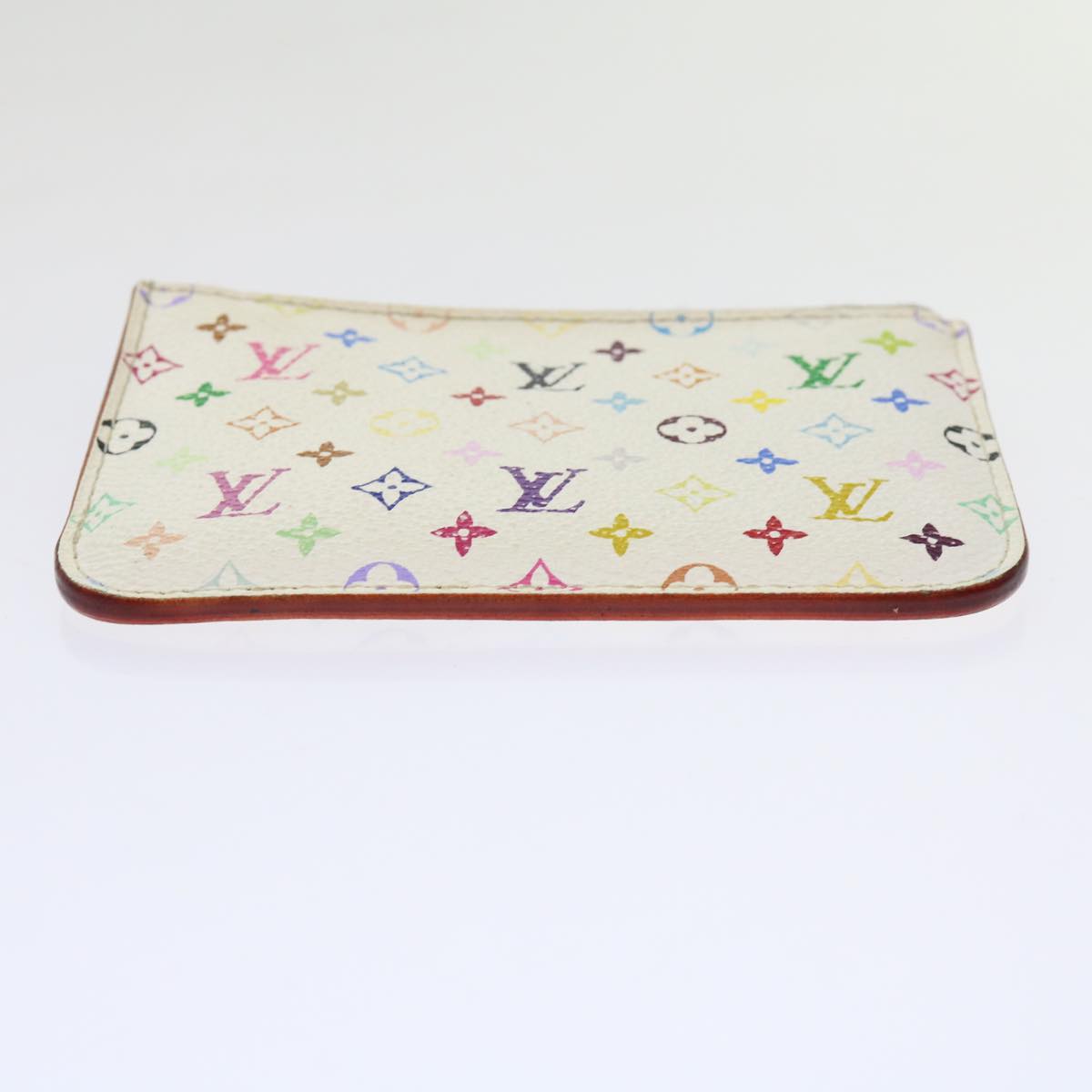 LOUIS VUITTON Multicolor Pochette Cles NM Coin Purse White M93734 LV Auth 69837