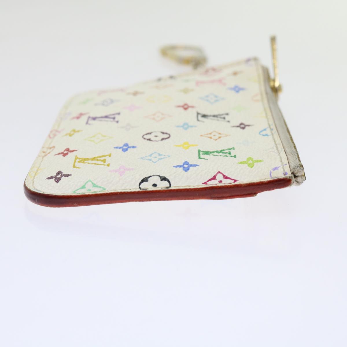 LOUIS VUITTON Multicolor Pochette Cles NM Coin Purse White M93734 LV Auth 69837