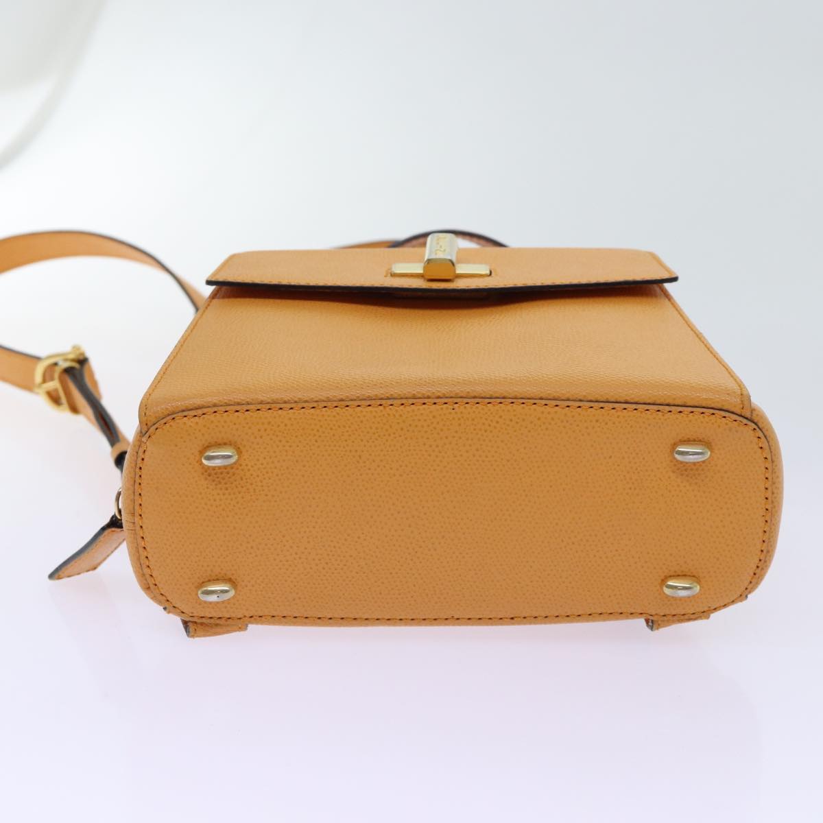 CELINE Backpack Leather Orange Auth 69872