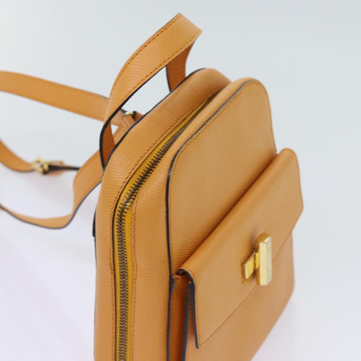 CELINE Backpack Leather Orange Auth 69872