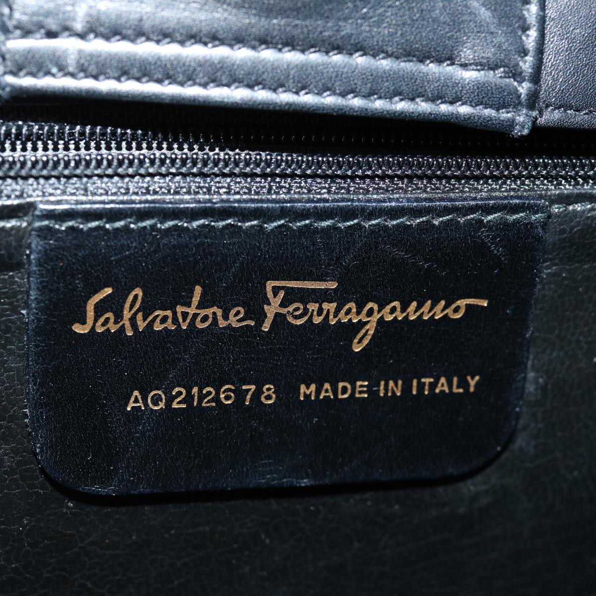 Salvatore Ferragamo Hand Bag Leather Black Auth 69894