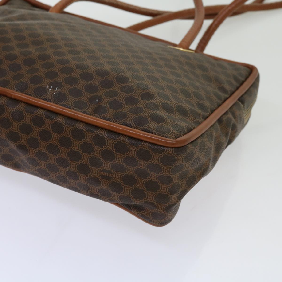 CELINE Macadam Canvas Shoulder Bag PVC Brown Auth 69901