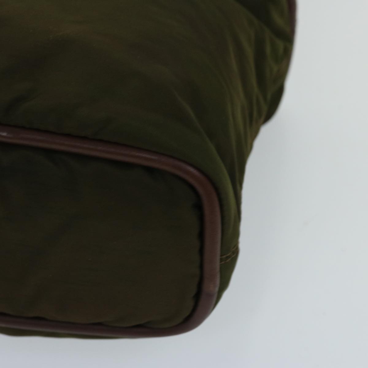 CELINE Hand Bag Nylon Khaki Auth 69940