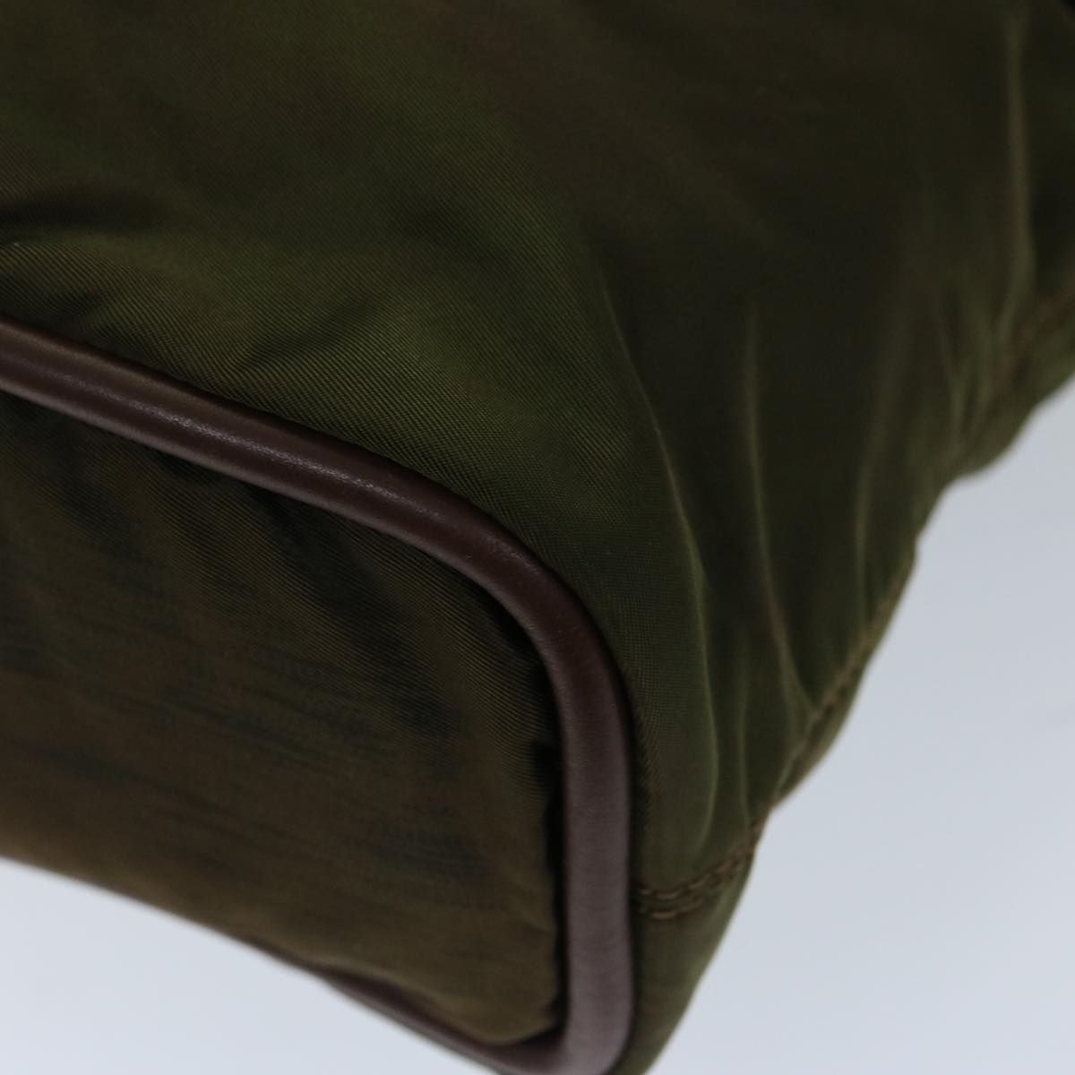 CELINE Hand Bag Nylon Khaki Auth 69940