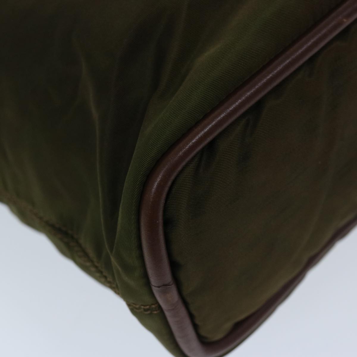 CELINE Hand Bag Nylon Khaki Auth 69940