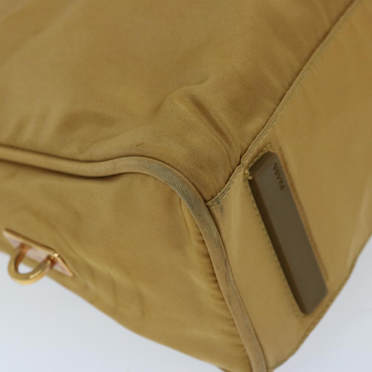 PRADA Hand Bag Nylon Beige Auth 69941