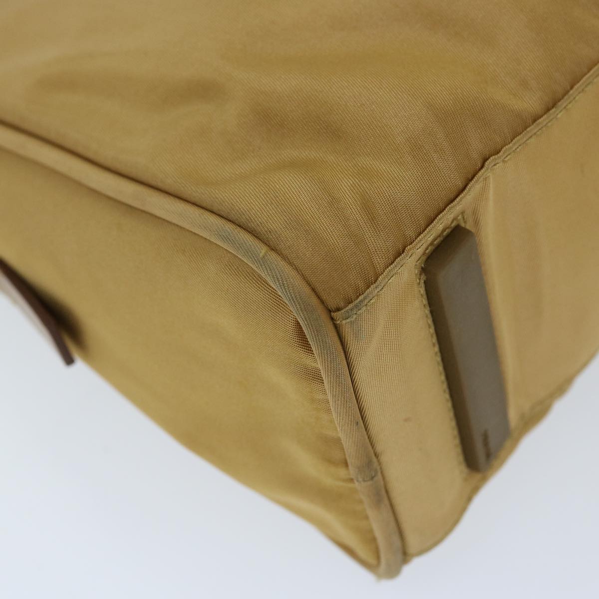 PRADA Hand Bag Nylon Beige Auth 69941