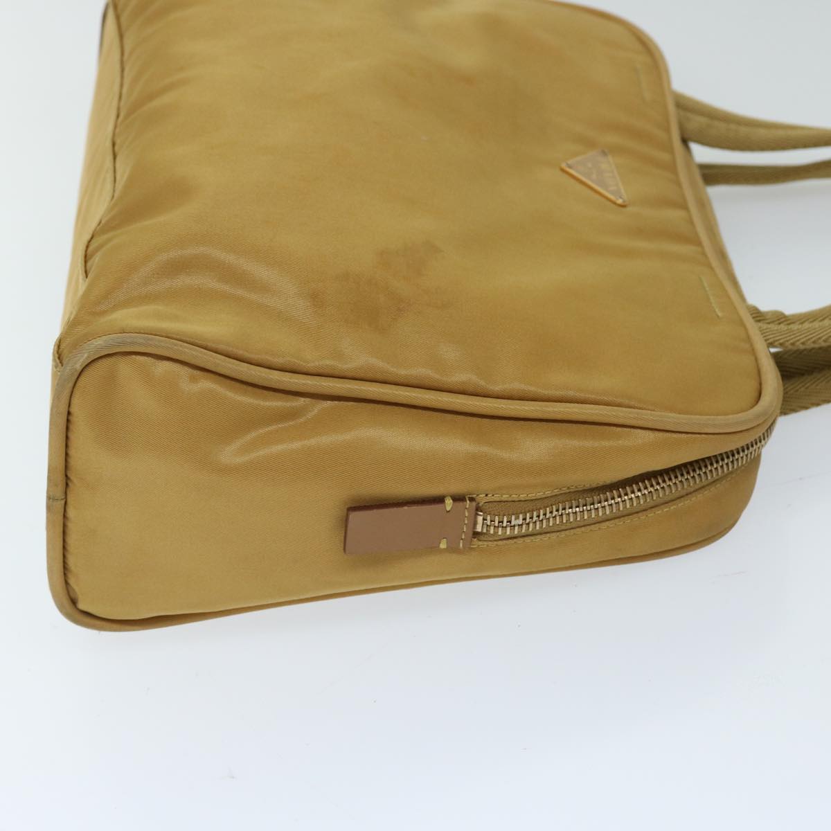 PRADA Hand Bag Nylon Beige Auth 69941