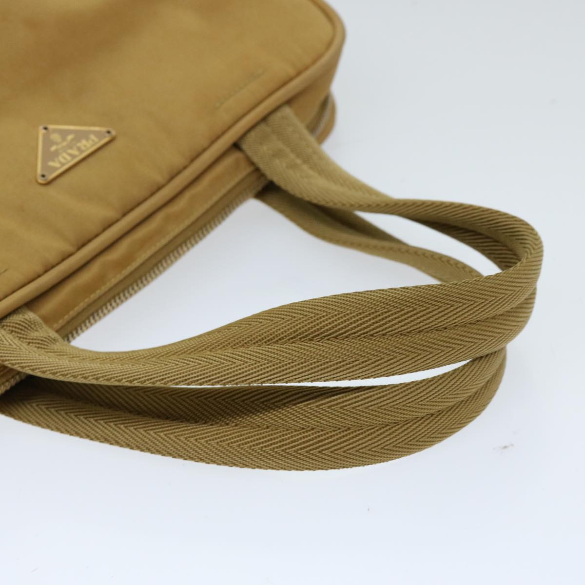 PRADA Hand Bag Nylon Beige Auth 69941
