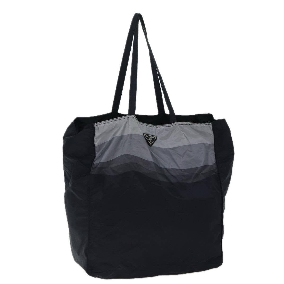 PRADA Tote Bag Nylon Black Gray Auth 69946