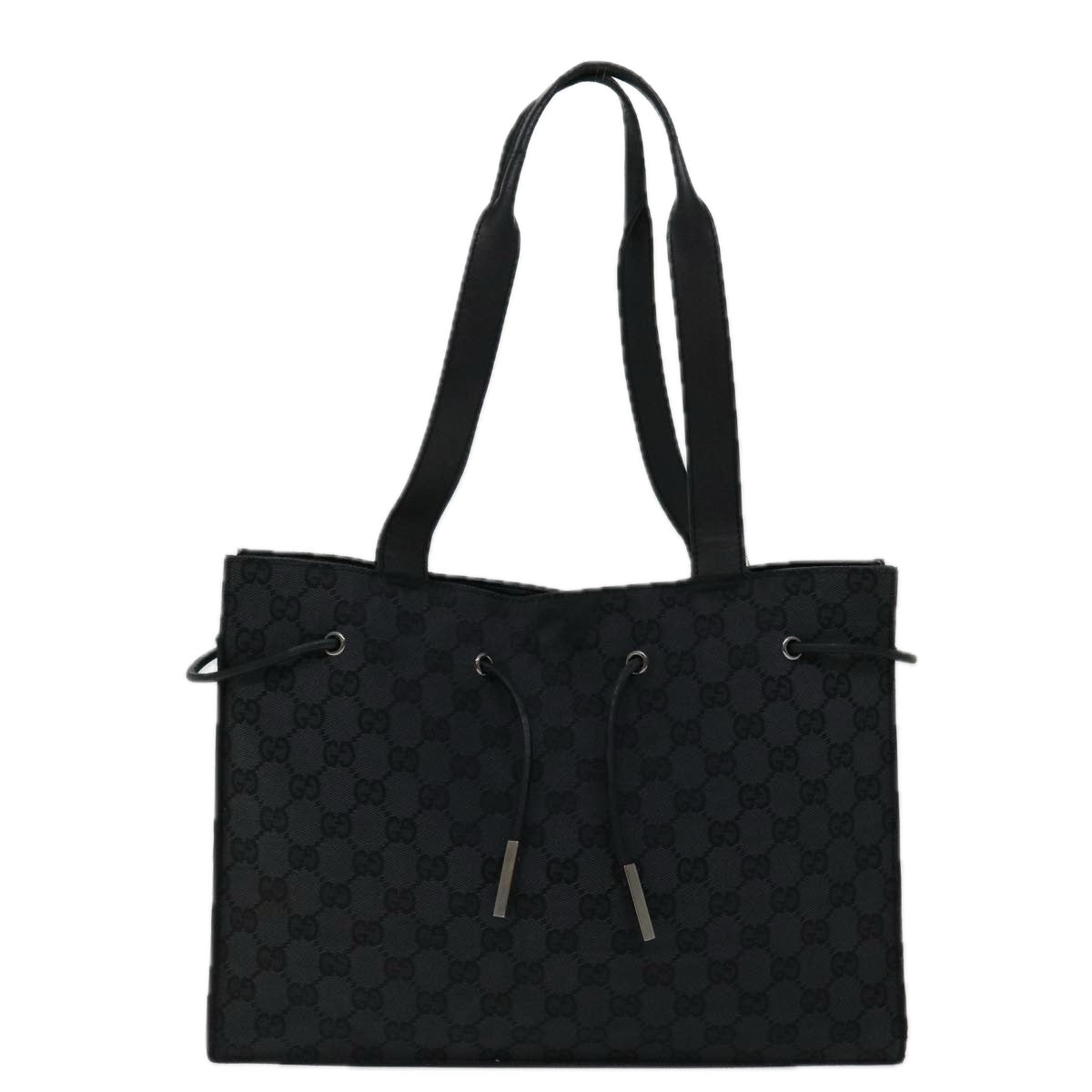 GUCCI GG Canvas Tote Bag Black 120836 Auth 69947