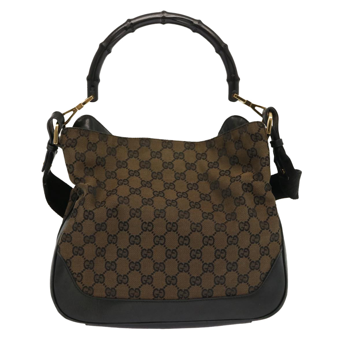 GUCCI Bamboo GG Canvas Shoulder Bag 2way Brown 001 4095 Auth 69948