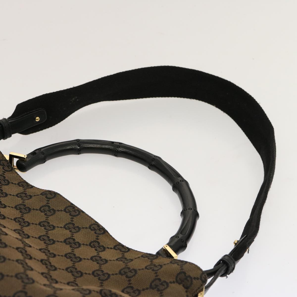 GUCCI Bamboo GG Canvas Shoulder Bag 2way Brown 001 4095 Auth 69948