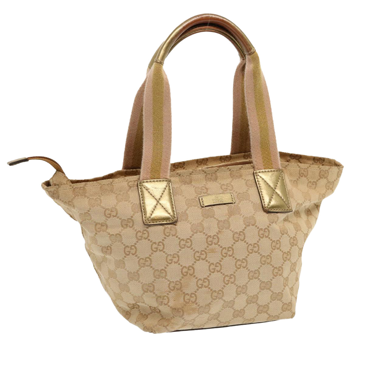 GUCCI GG Canvas Sherry Line Hand Bag Beige Gold pink 131228 Auth 69953