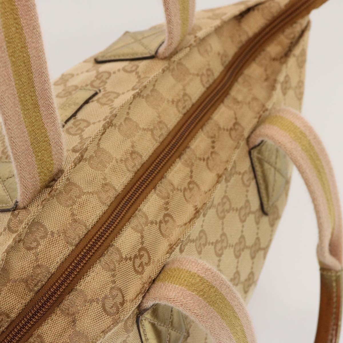 GUCCI GG Canvas Sherry Line Hand Bag Beige Gold pink 131228 Auth 69953