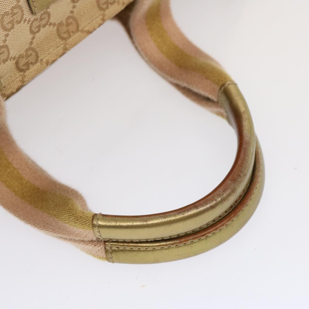 GUCCI GG Canvas Sherry Line Hand Bag Beige Gold pink 131228 Auth 69953