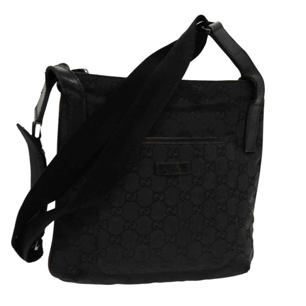 GUCCI GG Canvas Shoulder Bag Black 122793 Auth 69954