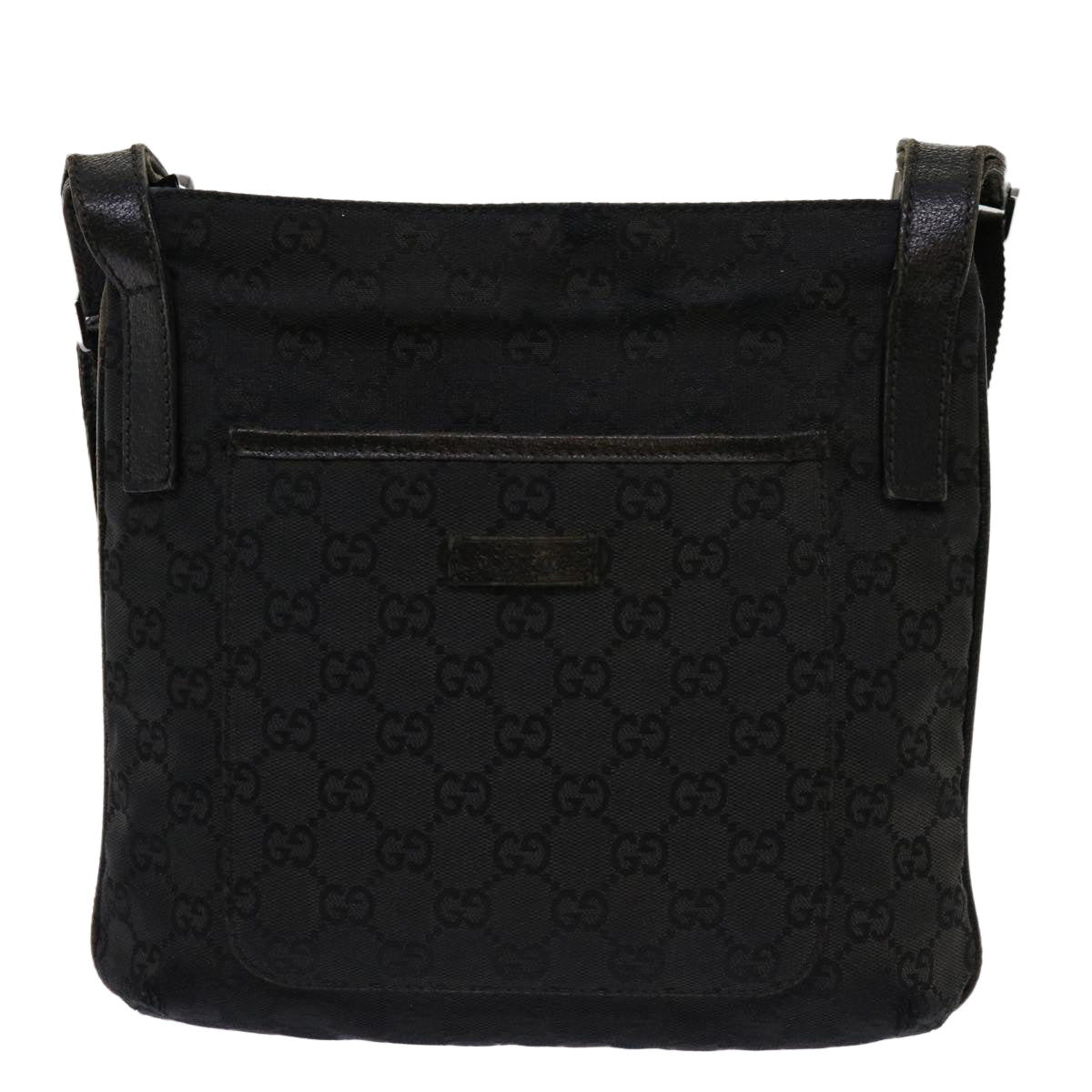 GUCCI GG Canvas Shoulder Bag Black 122793 Auth 69954