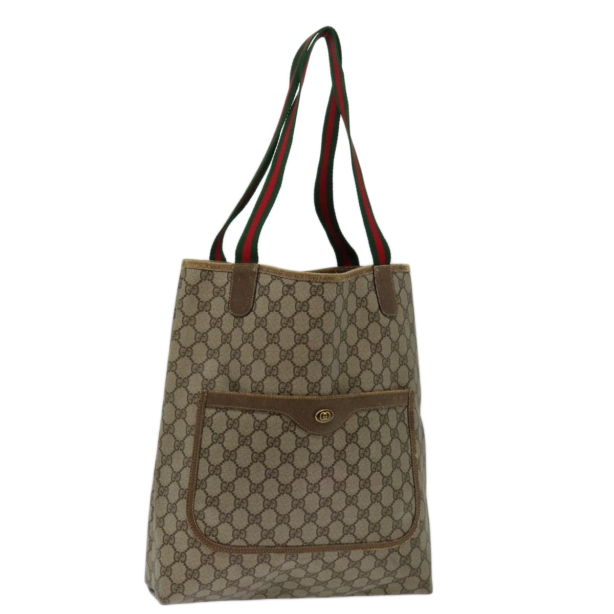 GUCCI GG Supreme Web Sherry Line Tote Bag Beige Red Green 39 02 003 Auth 69958