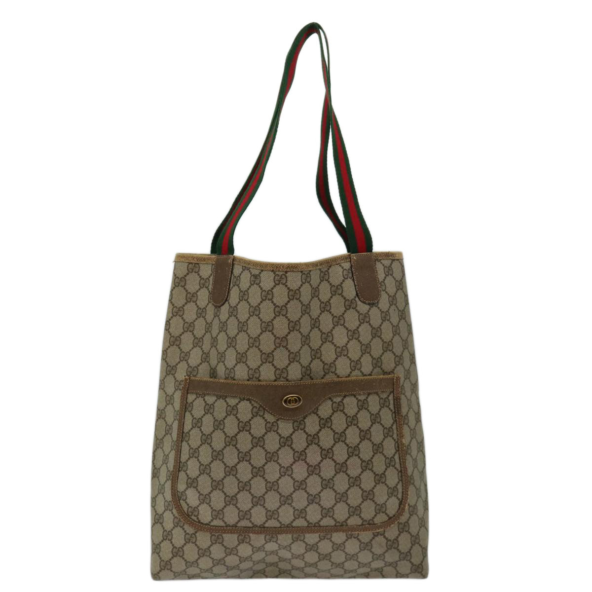 GUCCI GG Supreme Web Sherry Line Tote Bag Beige Red Green 39 02 003 Auth 69958