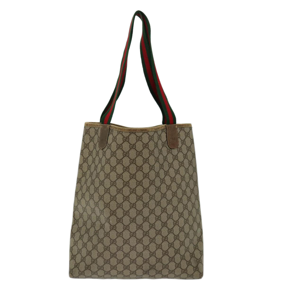 GUCCI GG Supreme Web Sherry Line Tote Bag Beige Red Green 39 02 003 Auth 69958