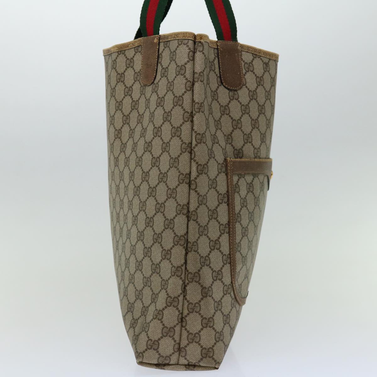 GUCCI GG Supreme Web Sherry Line Tote Bag Beige Red Green 39 02 003 Auth 69958