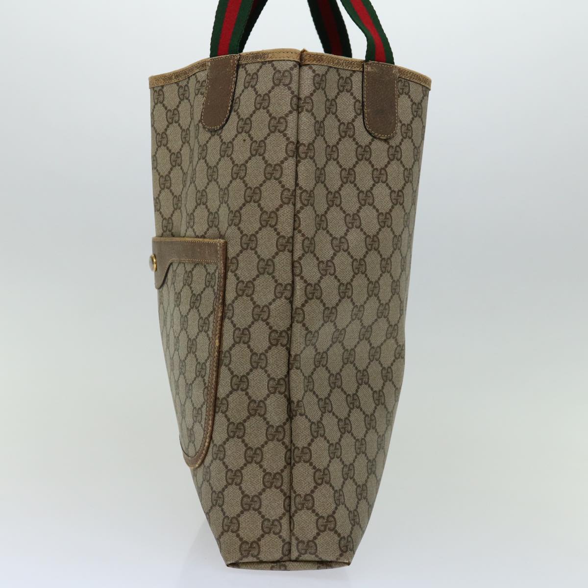 GUCCI GG Supreme Web Sherry Line Tote Bag Beige Red Green 39 02 003 Auth 69958