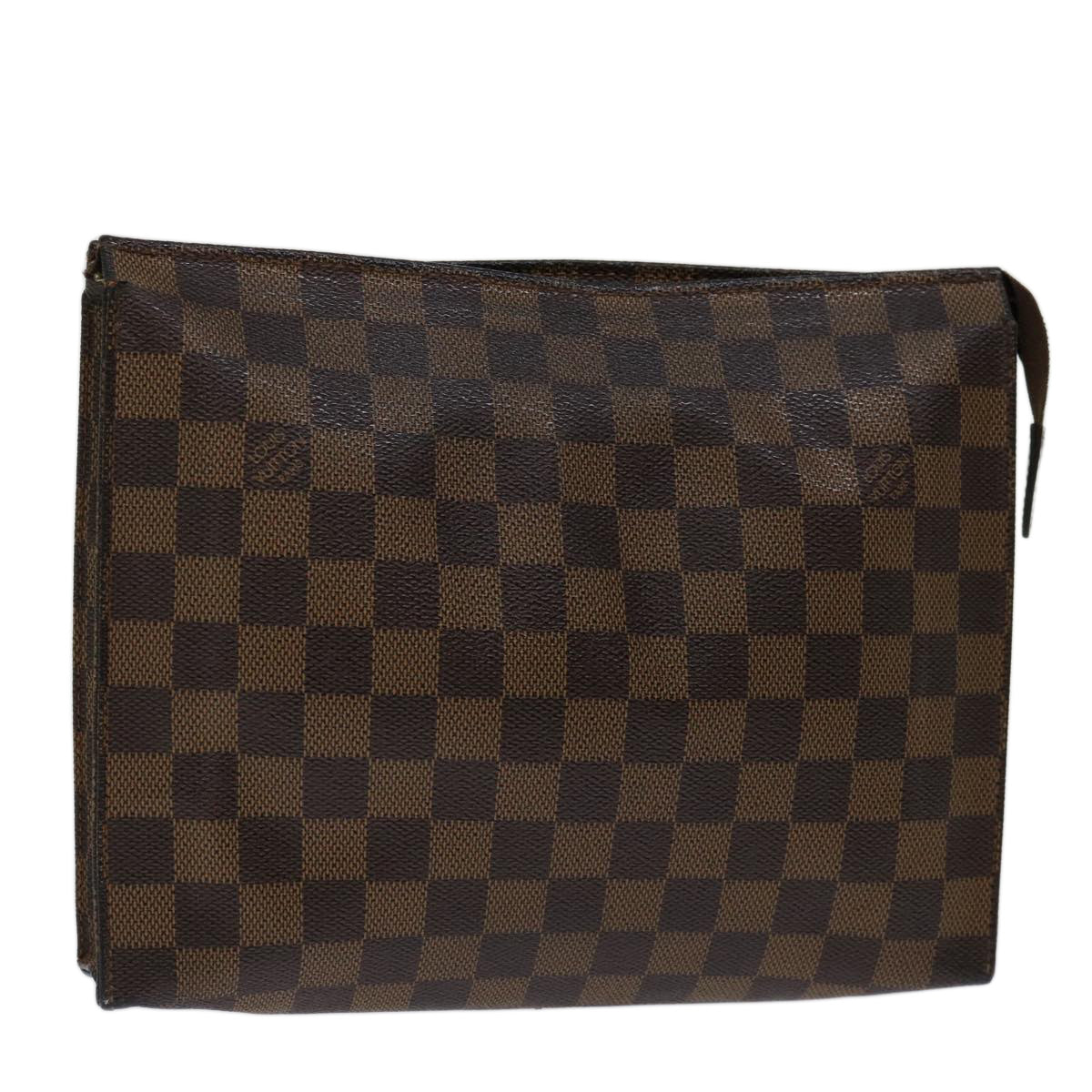 LOUIS VUITTON Damier Ebene Poche Toilette 26 Pouch N47543 LV Auth 70037
