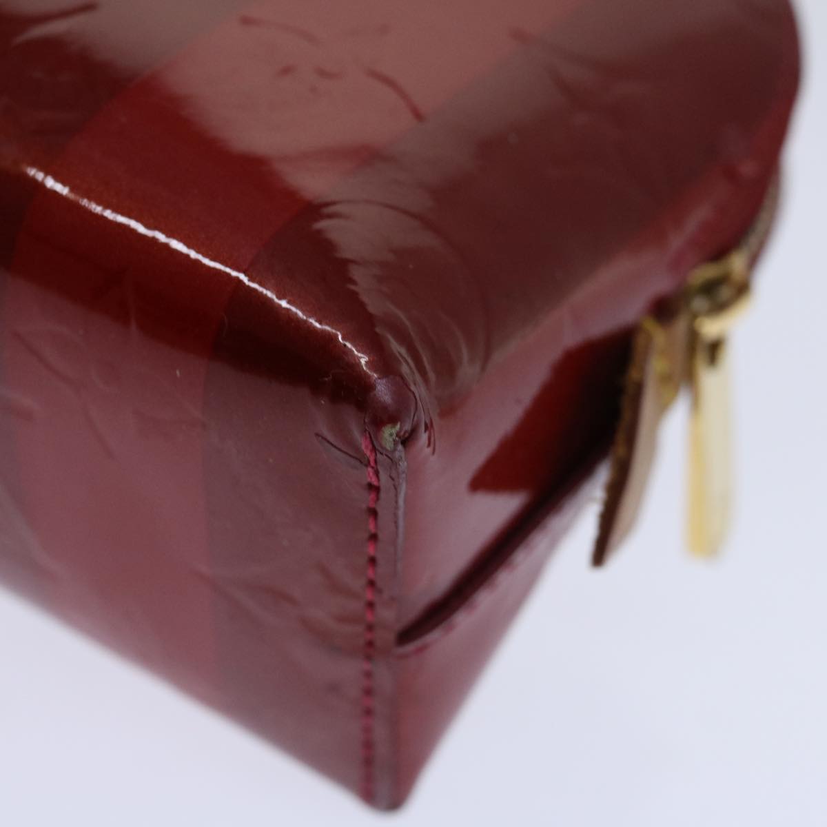 LOUIS VUITTON Vernis Rayure Pochette Cosmetic Pomme D'amour M91721 LV Auth 70046
