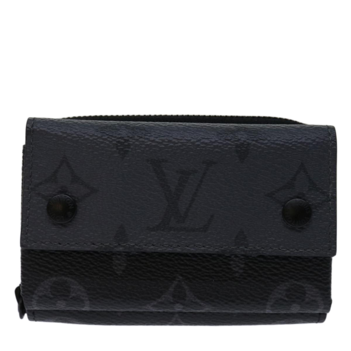 LOUIS VUITTON Monogram Eclipse Discovery Compact Wallet M67630 LV Auth 70054S