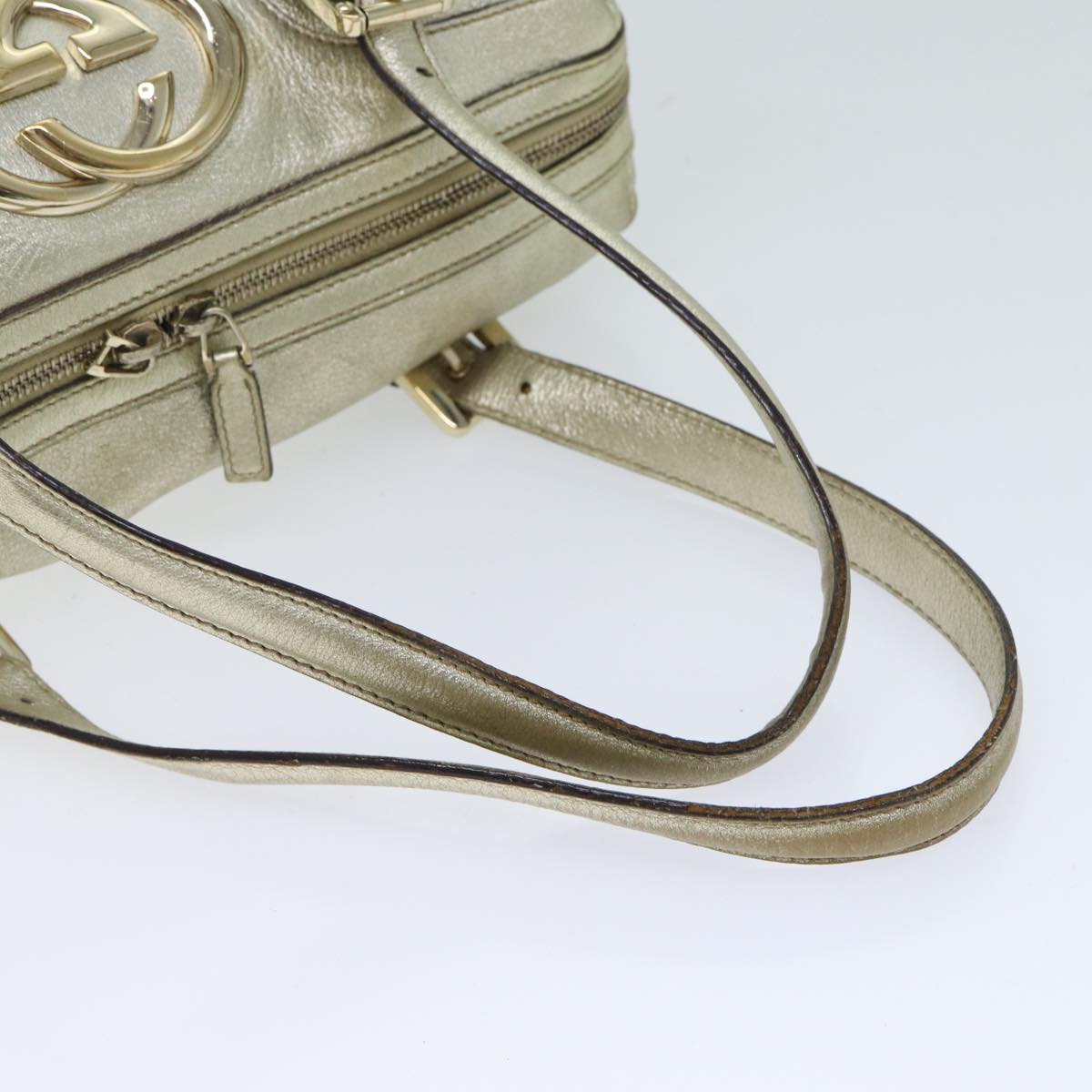 GUCCI Interlocking Hand Bag Leather Gold 170009 Auth 70129