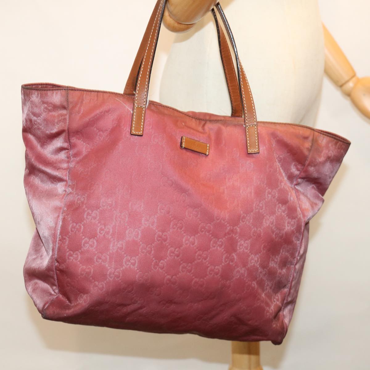 GUCCI GG Canvas Tote Bag Pink 282439 Auth 70134