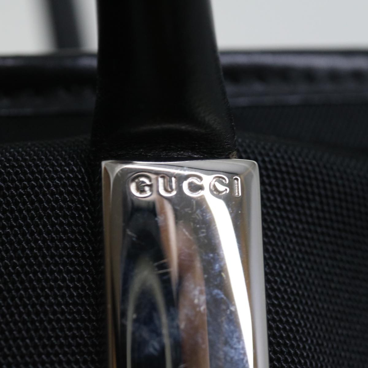 GUCCI Tote Bag Nylon Black Auth 70139