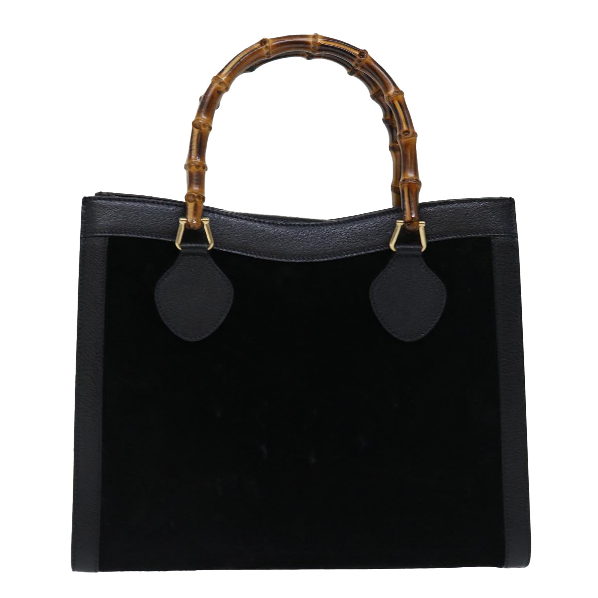 GUCCI Bamboo Tote Bag Suede Black 002 0260 2615 Auth 70189