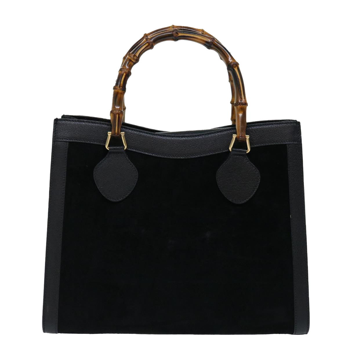 GUCCI Bamboo Tote Bag Suede Black 002 0260 2615 Auth 70189