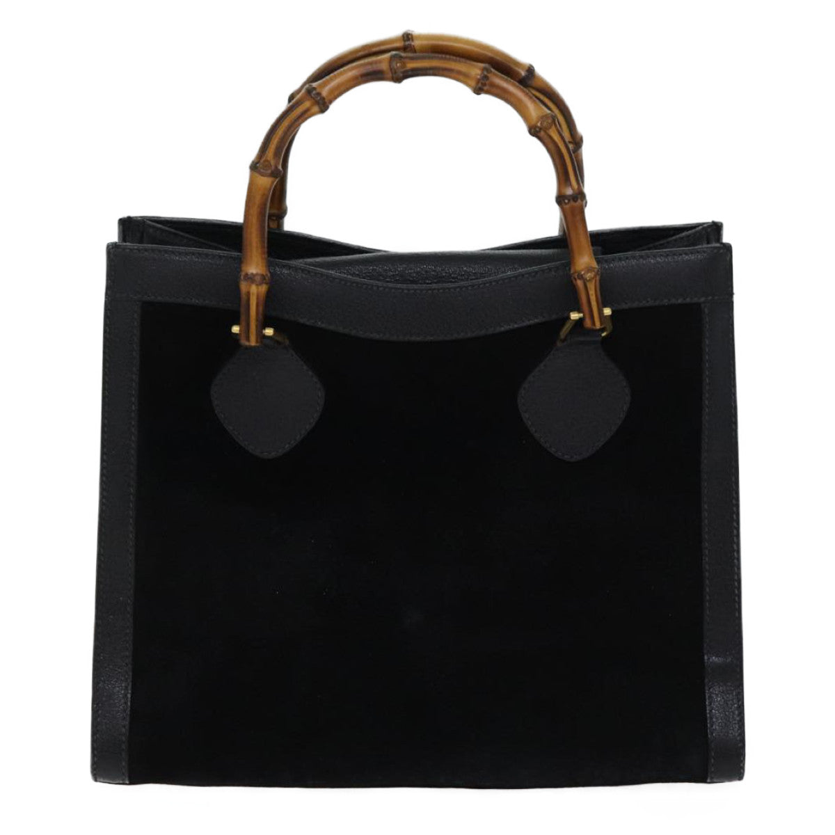 GUCCI Bamboo Tote Bag Suede Black Auth 70244