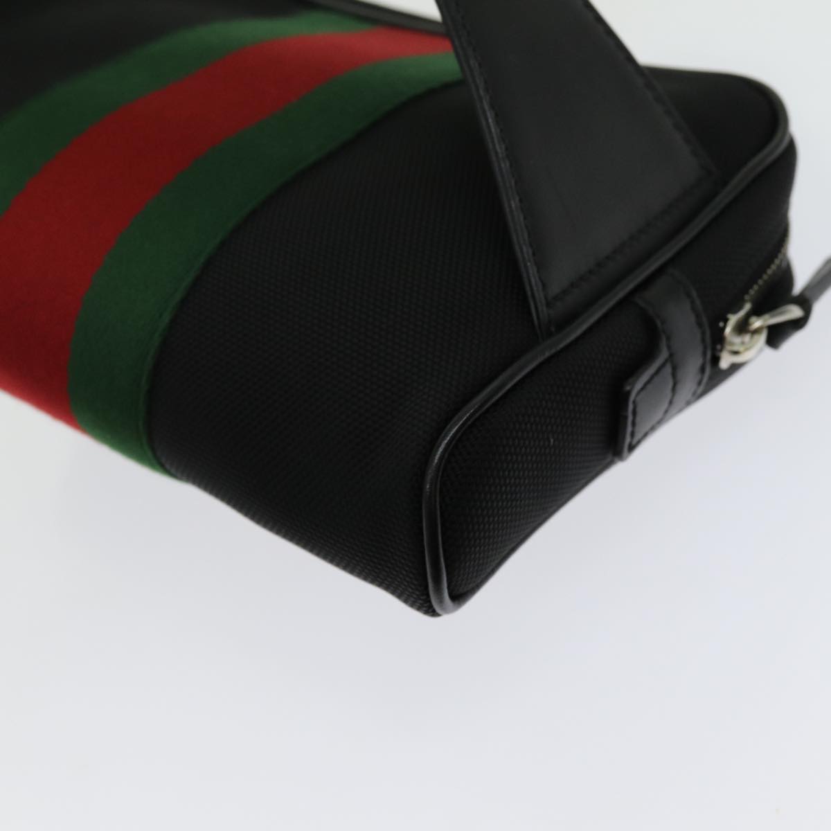 GUCCI Web Sherry Line Waist bag Canvas Outlet Black Red Green 630919 Auth 70293