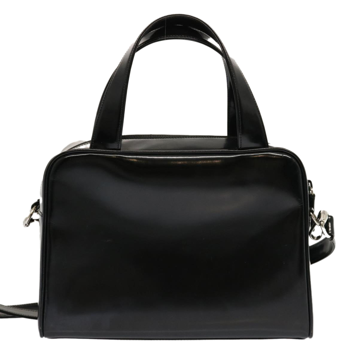 GUCCI Hand Bag Patent leather 2way Black 000 1274 0505 Auth 70336